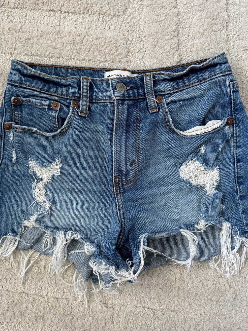 Abercrombie & Fitch Distressed Light Blue Denim Cutoff Shorts